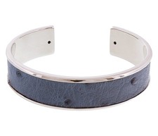 Stamerra MEMAN STRUZZO ADN Denim/Silver Genuine Ostrich Bracelet