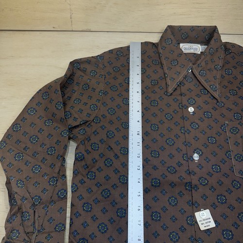 Vintage Cavendish Long Sleeve Dagger Collar Geometric Brown Shirt M 15 15 1/2 - Picture 12 of 21