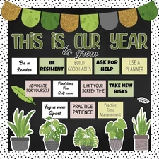Greenery Classroom Bulletin Board Decorations, Motivational Green 
