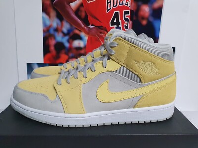 Nike Air Jordan 1 Mid Mixed Textures Yellow Herren UK 13 EUR 48,5 (DA4666 001)