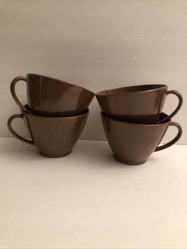 VTG. MID CENTURY MODERN SET OF 4 LENOTEX Coffee/Tea Cups - Dark Brown