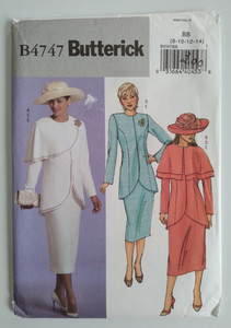 BUTTERICK #4747 MISS SIZES 8-10-12-14 CAPELET JACKET AND SKIRT PATTERN UNCUT