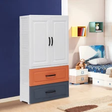 2 Drawer Chest of Plastic Dresser Cabinet Storage Bedroom Organizer Nightstand