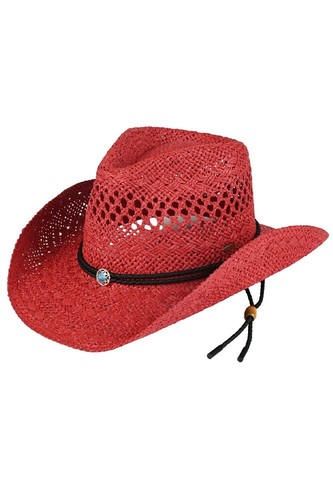 C.C Exclusive Women's Fashion Paper Weave Cowboy Hat with Turquoise Stone - Picture 8 of 9