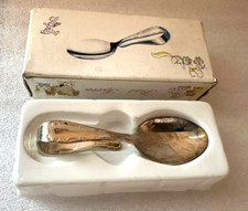 Vintage Curved Bent Handle Baby Spoon Silver Plate New in Box 3.5 in