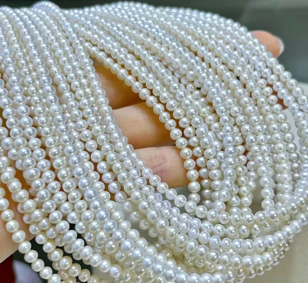 AAA 4-5 mm natural round south sea white pearl necklace 925 sterling silver - Picture 1 of 6