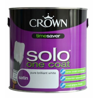 Crown Solo One Coat Satin Pure Brilliant White Wood Metal Paint 2,5L