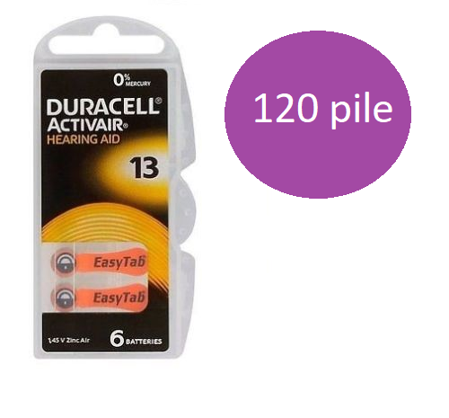 120 batterie per apparecchi acustici DURACELL 13 PR48 ACTIVAIR pile acustiche