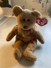 **RARE & RETIRED TY BEANIE BABY “CURLY” THE BEAR   P.V.C. PELLETS 1993