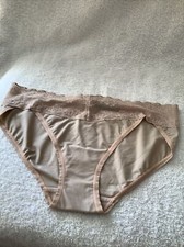 NATORI HI-CUT BRIEF BEIGE FLORAL LACE TRIM BAND NWT O/S