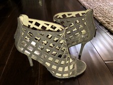 Michael Kors Aiden Caged Laser Cut Sandals - Nickel Size 8
