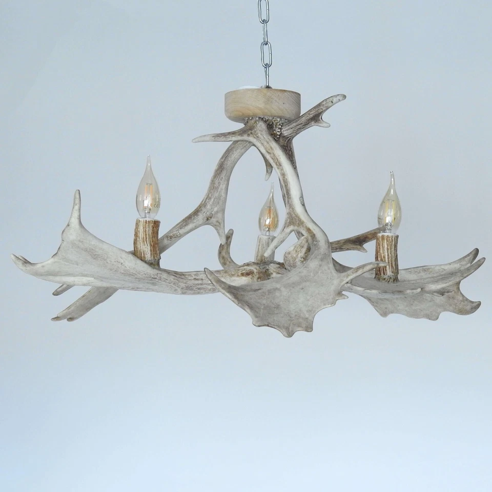 White Antler Chandelier for Low Ceiling Room - Image 3 of 4
