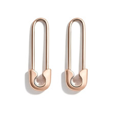 Rose Gold Safety Pin Paper Clip Dangle Earrings Minimalist Fashion Jewelry Women