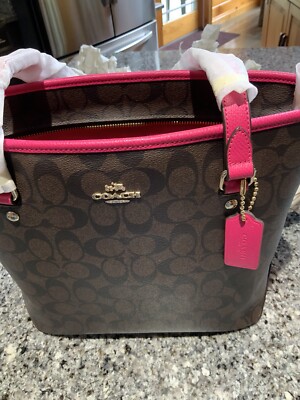 美品✨近年モデル COACH シグネチャートートバッグ ピンクF34603 Women's COACH Signature Zip Top Tote Handbag. F34603. IM