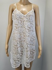 Vintage Alexandra Nicole Chemise Floral Lace Medium White Made in USA