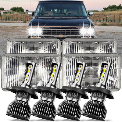 4PC  LED Headlights Hi/Lo Beam H4 Fit Chevrolet G30 1992 1993 1994 1995 1996