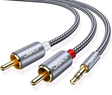 JSAUX RCA to 3.5mm Aux Cable, Headphone Male to Male Jack Adapter Nylon Braided 