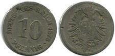 10 PFENNIG 1876 G DEUTSCHLAND GERMANY Münze #DB305.D