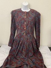 Vtg 90s Dennis Goldsmith Womens Sz 6 Maxi Velour Pleated Gothic Purple Button S1