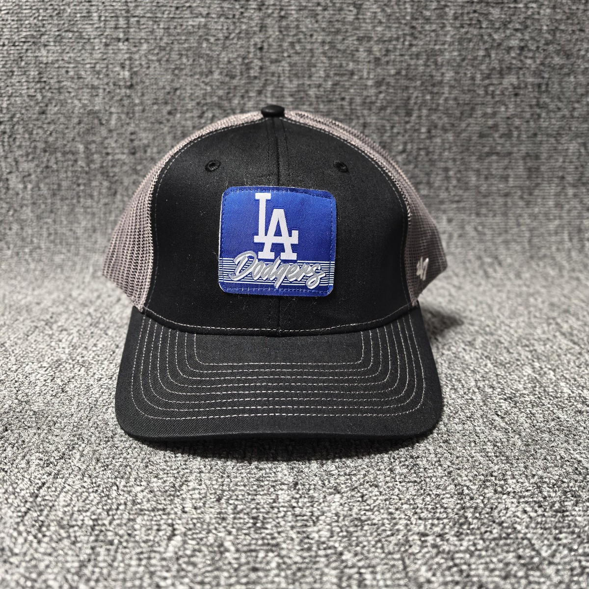 '47 Brand Los Angeles Dodgers MLB Trucker Snapback Hat Black Gray Blue Patch