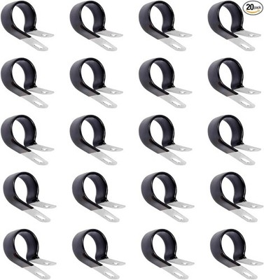 20PCS Galvanized Steel Brake Line Clips, 3/16'' & 1/4'' Insulated Ru Size: 20PCS