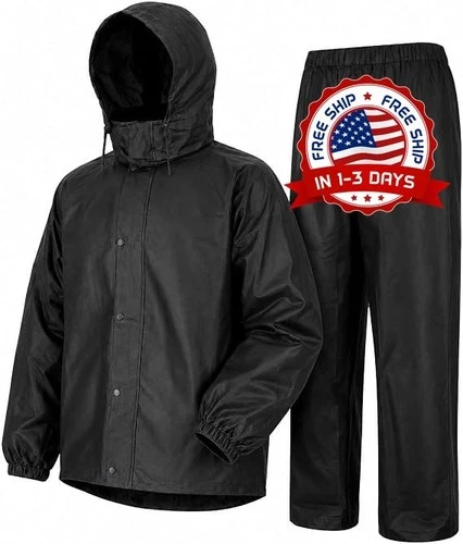 Traje Para Lluvia Impermeable Con Capucha Chaqueta Y Pantalón Ropa Medium-Larg - product listing photo