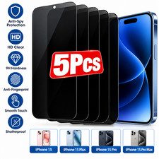 5Pcs Full Cover Anti-Spy Privacy Screen Protector Tempered Glass for iPhone 15 1