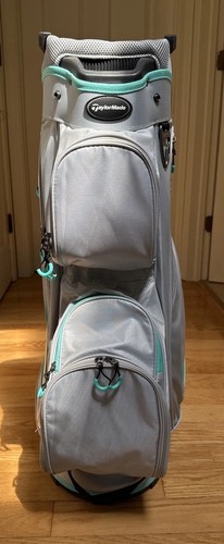 New TaylorMade Kalea Cart Bag Gray/Green 14-Way Divider Cart Bag - Picture 2 of 7