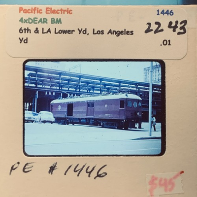 #ad Pacific Electric PE #1446 Trolley Los Angeles 6th amp; LA Yard Vintage 35mm Slide $7.99