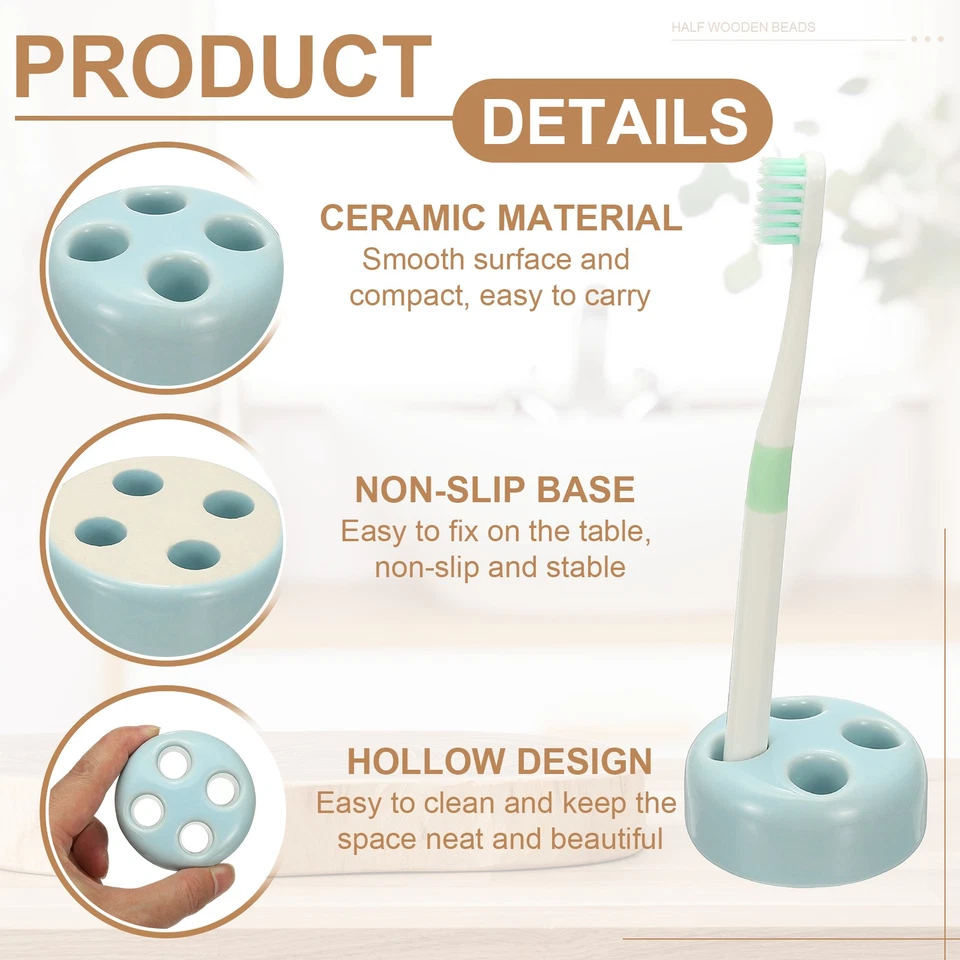 Soportes porta cepillo de dientes mini cerámica, azul Foto 3 de 4