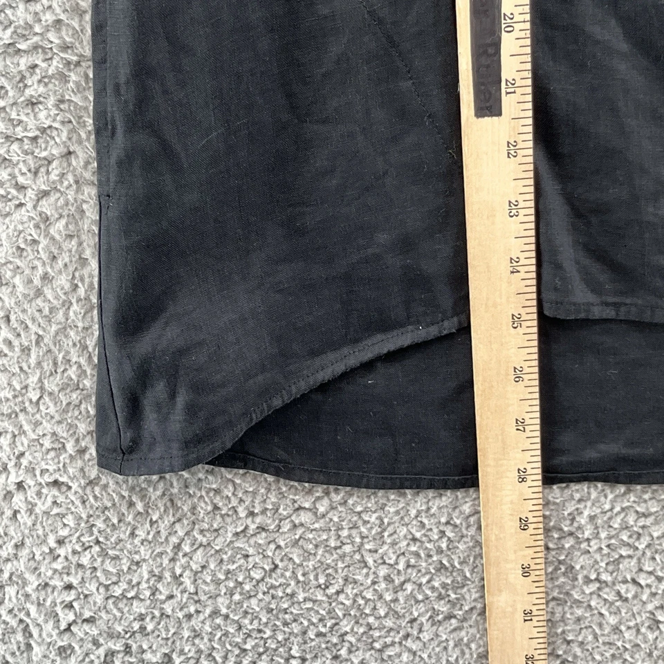 Blusa túnica Caroline Rose para mujer XS negra lino relajada bolsillos Lagenlook Foto 4 de 4