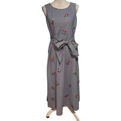 Anne Klein Size 8 Sleeveless Midi Dress Gingham Embroidered Floral Spring Easter | eBay Anne Klein Size 8 Sleeveless Midi Dress Gingham Embroidered Floral Spring Easter | eBay