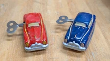 Vintage Automatic Toy Co. Tin Toy Wind-Up Car Set (2 Cars W/Keys) - Works
