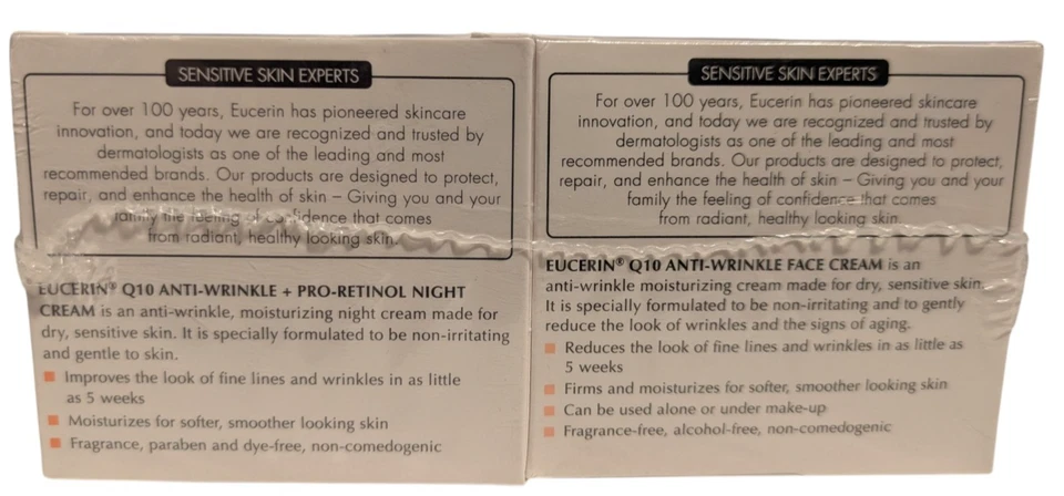 2 Eucerin Q10 Anti Wrinkle Face Cream Moisturizer Bundle Day & Night Formula NEW - Image 3 of 4