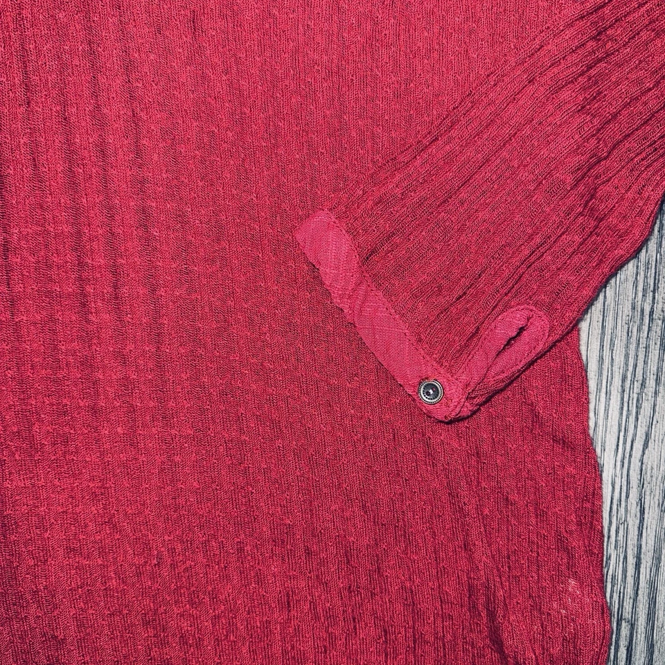 Lucky Brand Linen Drop Needle Long Sleeve Henley Burgundy Red Wine Size XXL - Image 3 of 4