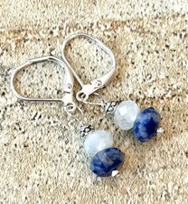 Moonstone Denim Lapis Gemstone Sterling Silver Earrings Sundance Treasures