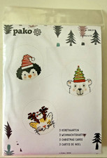 Counted cross stitch 3 x Christmas Cards Cute Animals Pako 10.5 x 15 cm