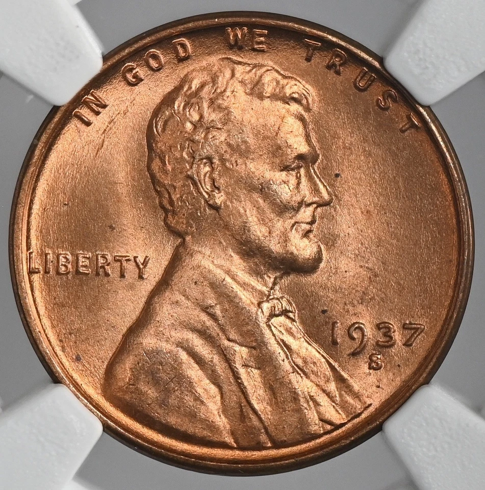 1937-S  1C LINCOLN WHEAT CENT "SAN FRANCISCO MINT" NGC MS65 RD (RED)#8340717-014 - Image 2 of 4
