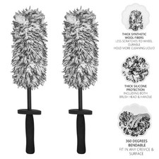2 PACK Wheel Cleaning Brush Microfiber Flat Wheel Rim Cleaner Brush for Fenders
