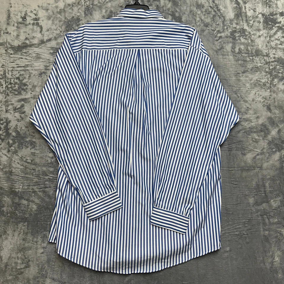 Saks Fifth Avenue Men's Pinstripe Button Down Dress Shirt Size Large Blue White - Image 2 of 4