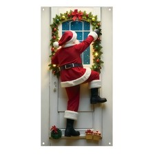 Christmas Door Banner 2D Santa Claus Modern New Year Door Decoration 35"x70"