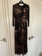 Ted Baker Maxi Dress Size 2 (8-10) New Foil Metallic
