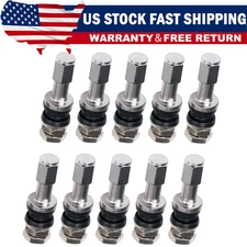 10pc Stainless Steel Wheel Tire Valve Stems Hight Pressure Bolt in w/ Caps √