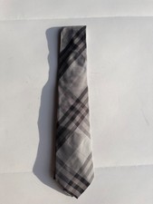 BURBERRY LONDON Mens 100% Silk Tie Nova Check Plaid 3” wide Made In italy Gray