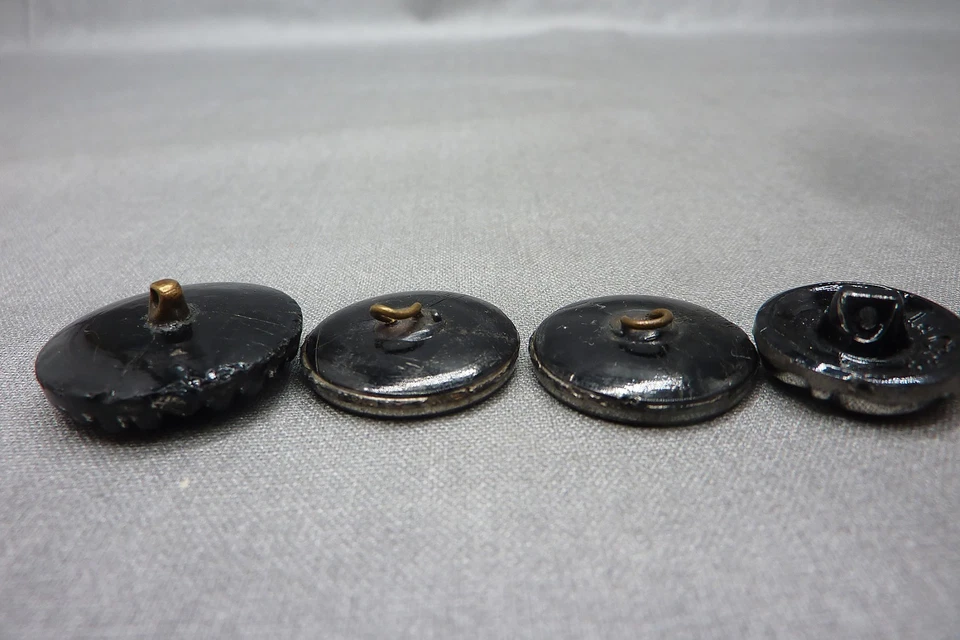 10 botones antiguos vintage de vidrio negro de 1/2" a 15/16" (juego 55) Foto 3 de 4