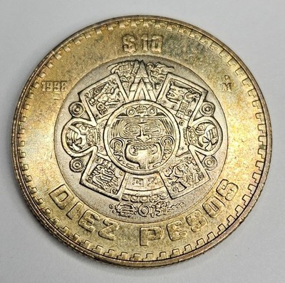 1998 Mexico 10 Ten Diez Pesos - Circulated Mexican Bi-Metallic World Coin - L5