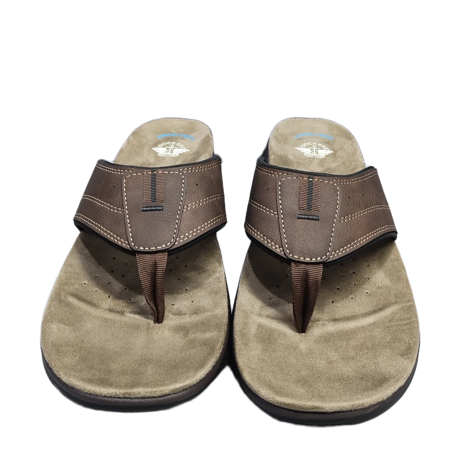 Dockers Banks Flip Flop Sandals Mens US 13M Brown Black Supreme Comfort 90-22048