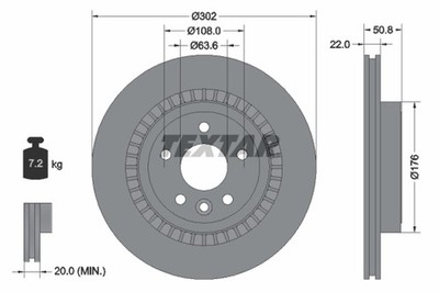 2x TEXTAR Bremsscheibe PRO 92196403 für VOLVO XC60 156 SUV VAN 1 AWD
