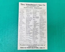 Advertising Ink Blotter THEO SCHMIDTMANN'S SONS Car Ferry Line MANITOWOC WI
