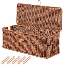 Cable Management Box, Rattan Style Cord Organizer for Desk Cord Hider Outlet ...